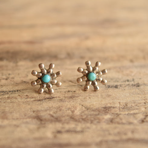 Zuni Turquoise Flower Studs