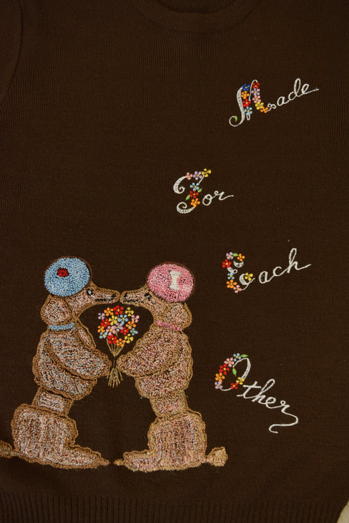 Brown Poodle Novelty Sweater - Medium