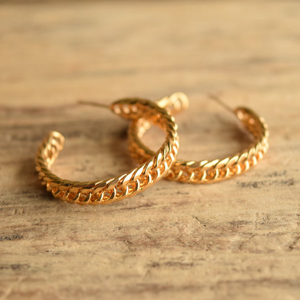 Gold toned chain Hoop earrings