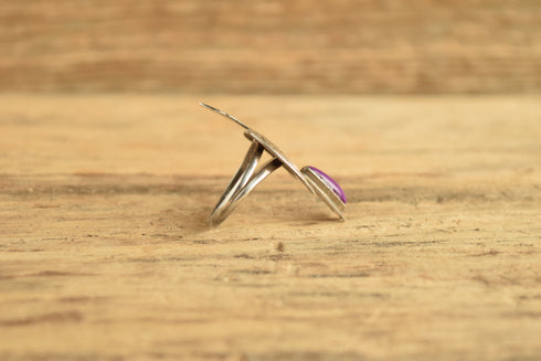 Purple Stone Water Bird Ring - Size 9
