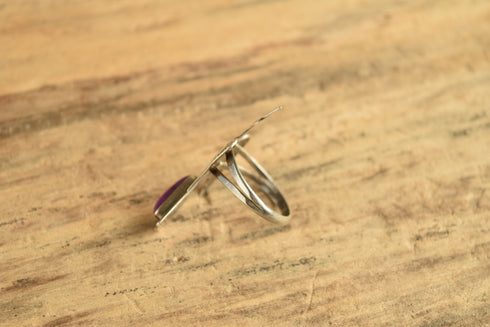 Purple Stone Water Bird Ring - Size 9