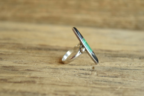 Onyx & Malachite Marquise Ring - Size 7.5
