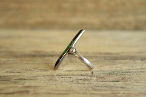 Onyx & Malachite Marquise Ring - Size 7.5