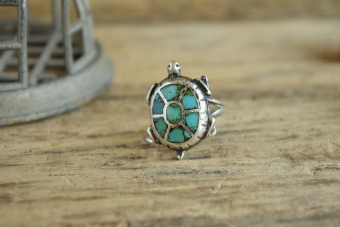 Turtle Inlay Ring - Size 8