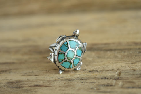 Turtle Inlay Ring - Size 8