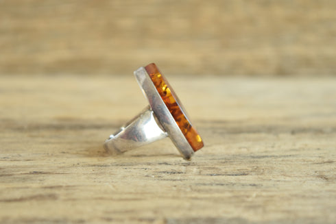 Modernist Amber Marquise Ring - Size 8