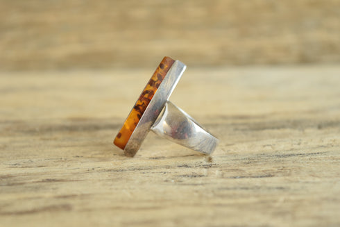 Modernist Amber Marquise Ring - Size 8