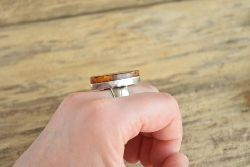 Modernist Amber Marquise Ring - Size 8
