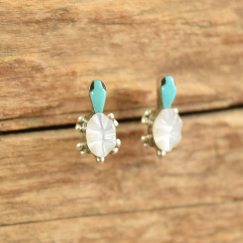 MOP Turtle Sterling Silver Stud Earrings