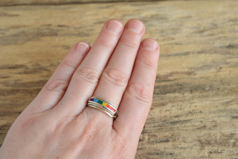 Rainbow Inlay Ring - Size 9 1/4