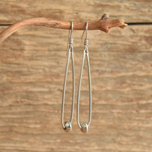 Sterling Silver Long modernist dangle earrings