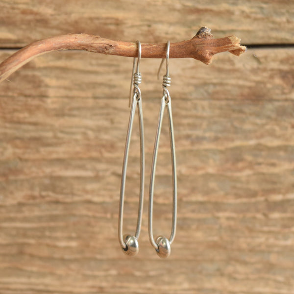 Sterling Silver Long modernist dangle earrings