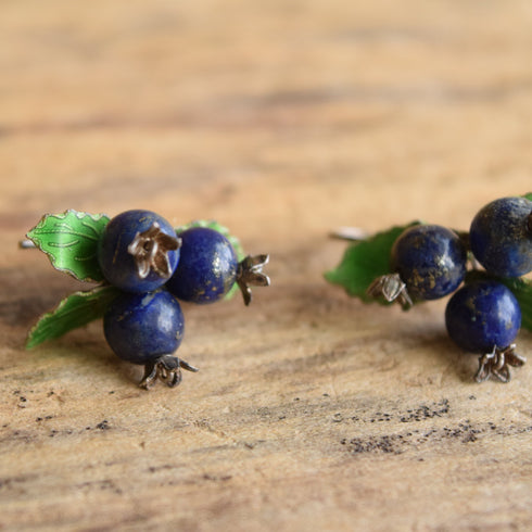 Blueberry Gemstone & Enamel Earrings