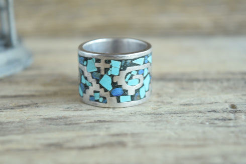 Wide Taxco Inlay Ring - Size 12