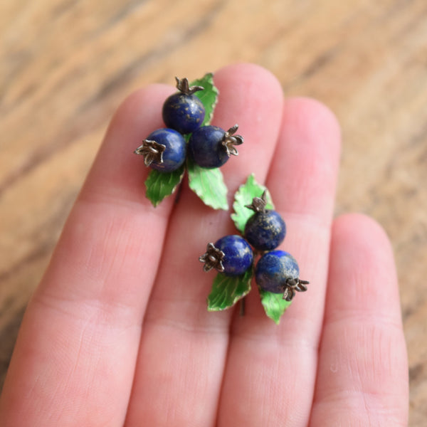 Sterling Silver Gemstone Blueberry Earrings