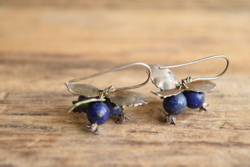 Blueberry Gemstone & Enamel Earrings