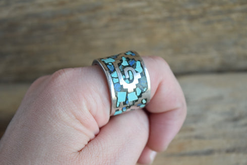 Wide Taxco Inlay Ring - Size 12