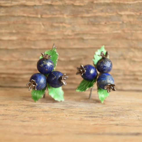 Blueberry Gemstone & Enamel Earrings