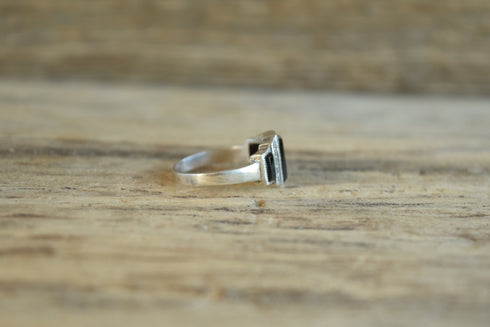 Onyx & Marcasite Ring - Size 8.25