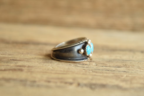 Three Turquoise Ring - Size 9.25