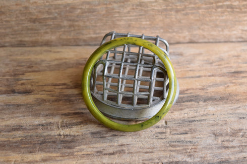 Yellow Green Marbled Bakelite Bangle