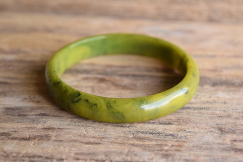 Yellow Green Marbled Bakelite Bangle