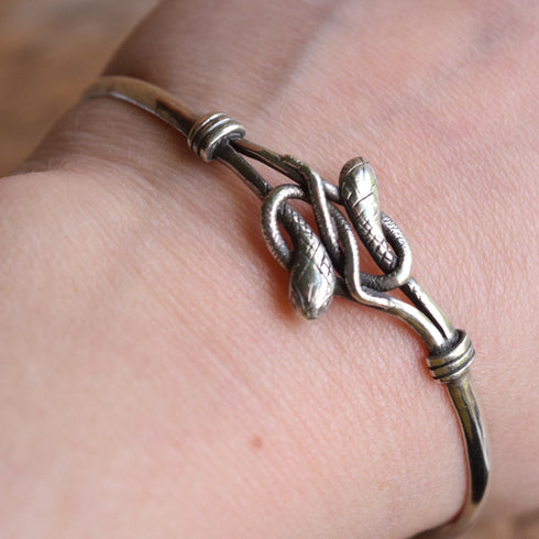 Twin Snake Sterling Silver Bangle