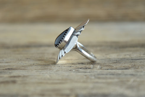 Onyx Teardrop Ring - Size 6.25