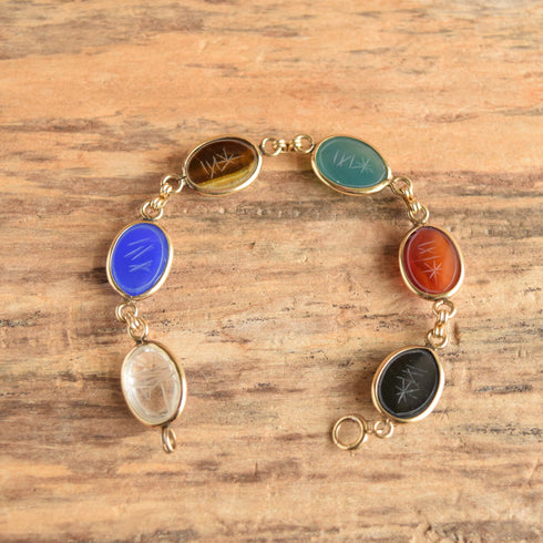 Large Gemstone Scarab Bracelet - 12K GF, HSB