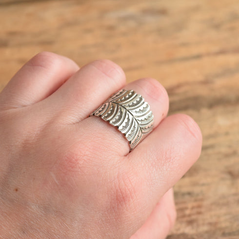 Feather Cigar Band Ring - Size 8.5 - Douglas Etsitty