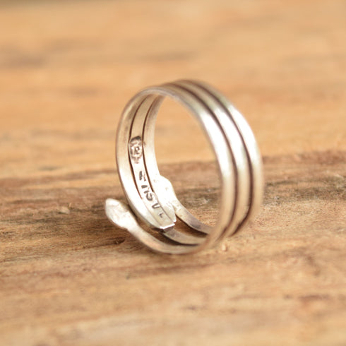 Three Snakes Sterling Silver Ring - Size 8