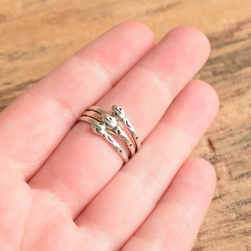 Three Snakes Sterling Silver Ring - Size 8
