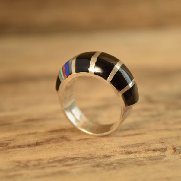 Vintage Chas Ray Ring Size 7 Onyx Inlay