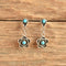 Turquoise Flower Silver Drop Studs