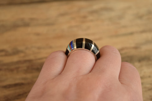 Onyx Inlay ring by Chas Ray - Size 7 3/4