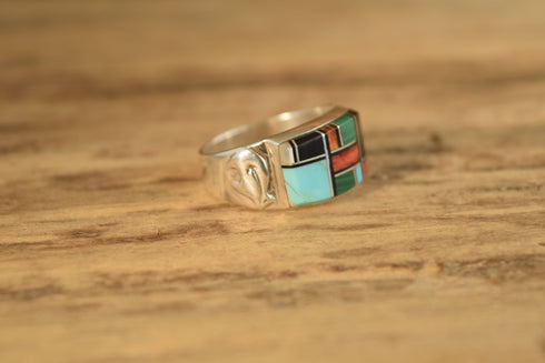 Multi Stone Inlay Ring - Size 10 1/4
