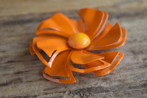 Orange Flower Brooch