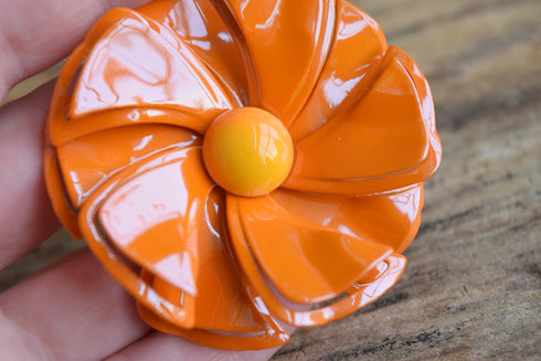 Orange Flower Brooch