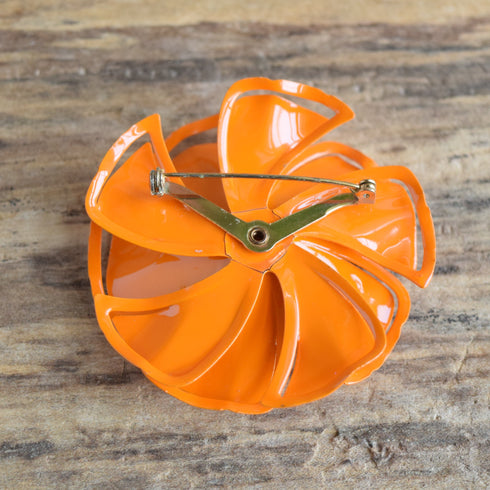 Orange Flower Brooch