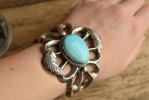 Sand Cast Turquoise Cuff