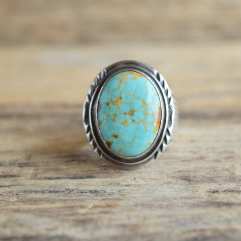 Will Denetdale - Navajo Turquoise Ring - Size 9