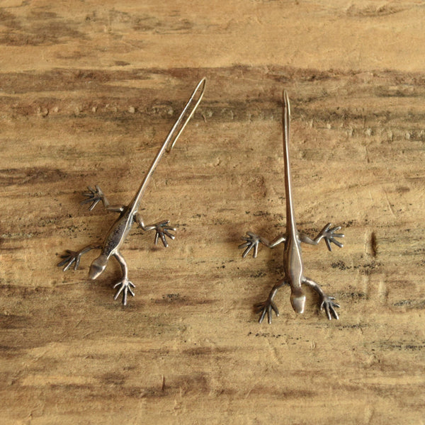 Lizard shaped sterling silver earrings