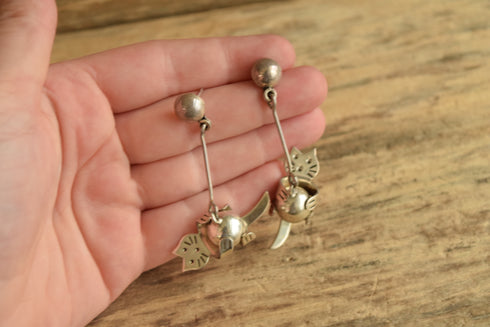 Kitty Cat Ball Drop Earrings