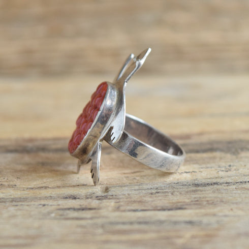 Turtle Coral Cobblestone Inlay Ring - Size 8.5