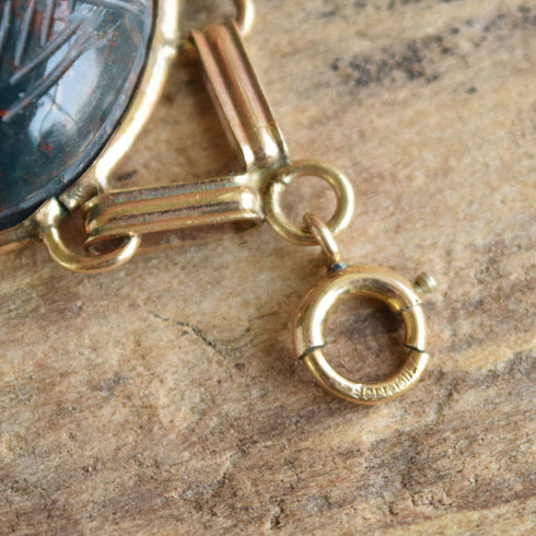 Large Gemstone Scarab Bracelet - 14K Yellow Gold Filled