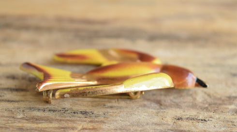 Yellow & Brown Swallow Brooch - Coro