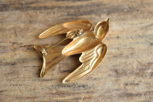 Yellow & Brown Swallow Brooch - Coro