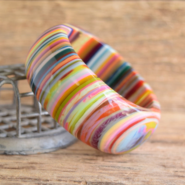 Sobral vibrant rainbow striped bullseye bangle