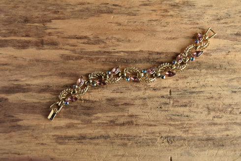50's Leaf & Rhinestone Bracelet