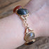 Large Gemstone Scarab Bracelet - 14K Yellow Gold Filled
